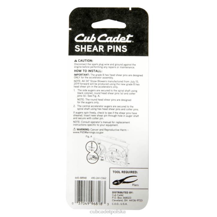 Cub Cadet Polska 2XD0239 | Cub Cadet kołki ścinane akcesorium