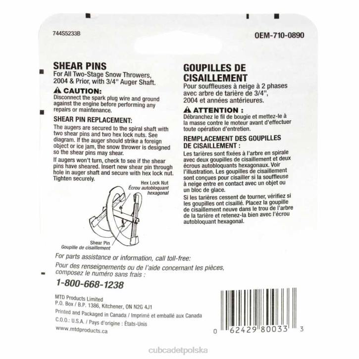 Cub Cadet Polska 2XD0246 | Cub Cadet zestaw śrub ścinanych, 5/16-18 x 1,5\" akcesorium